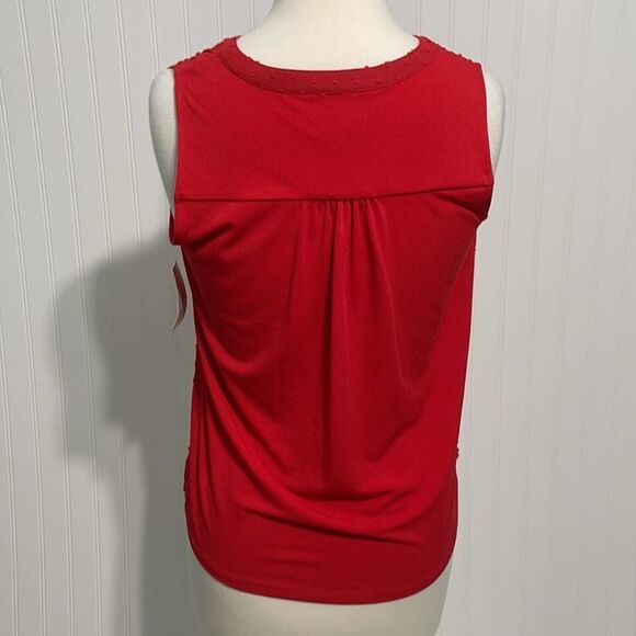 Charter Club Sleeveless Button Blouse Barn Red XS - Picture 5 of 13